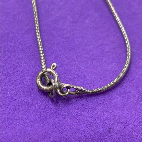 💛 Vintage 925 Silver Black Pearl Station Necklace - Picture 4 of 5